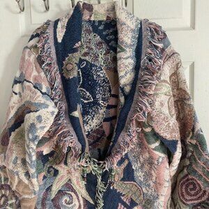 Woven Blanket Coat Sea Shell Design Free Size